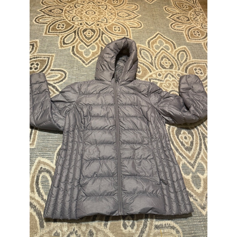 Heatkeep Womens Gray Hooded Puffer Jacket Quilted Full Zip Coat Large - Picture 1 of 7
